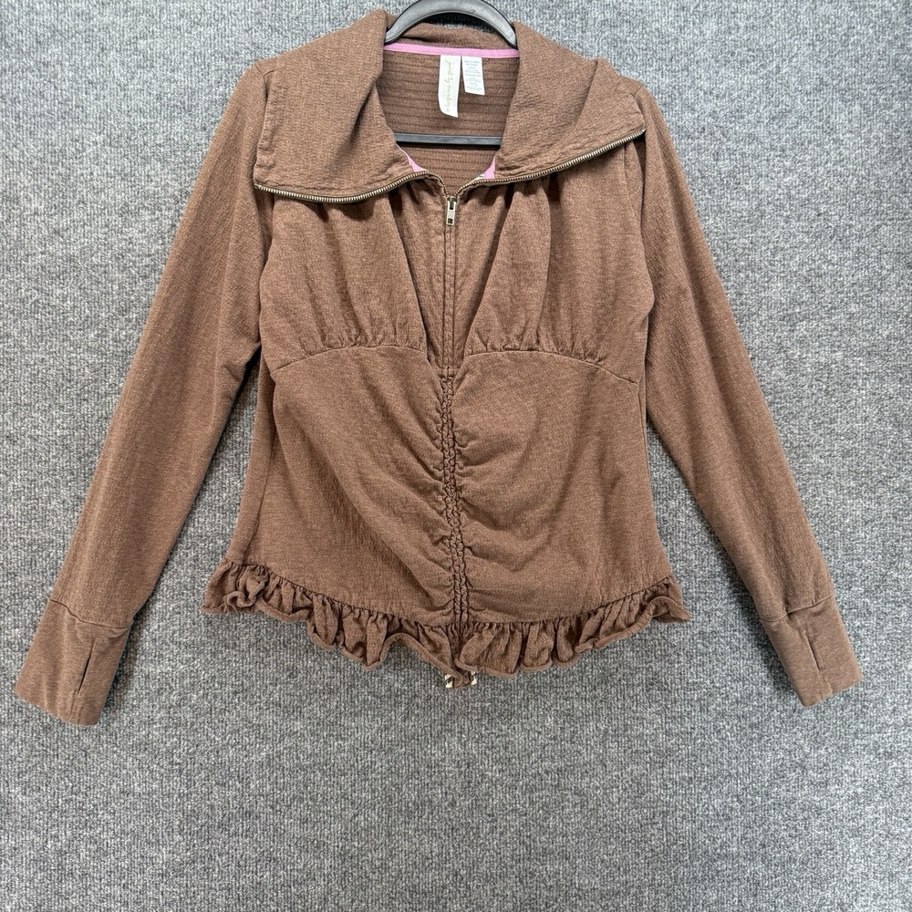 Matilda Jane Paint by Numbers Cardigan Womens M Brown Full Zip Boho Cottagecore